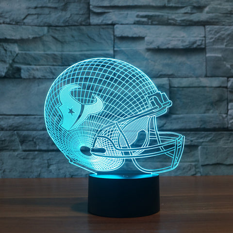 Chic Houston Texans Team Logo American Football Cap Helmet USB Operated 3D visual Light Illusion Table lamp For kids room Decor