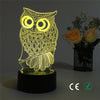Lovely owl 3 d visual light sell like hot cakes Touch the color decoration illusion desk lamp a night light