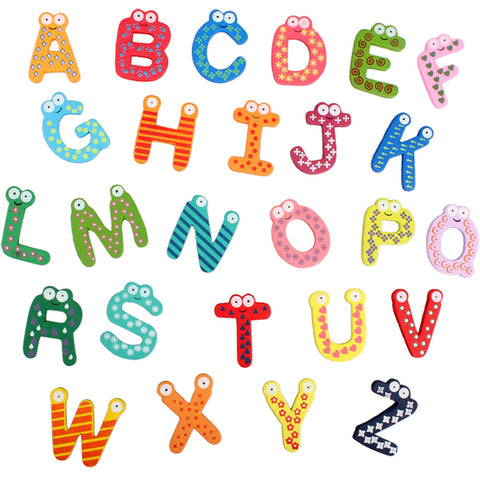 Wooden Fridge Magnet 26 Alphabet Intelligence Development Toy Kids Children Magnetic Sticker Classroom Office Whiteboard Gadget