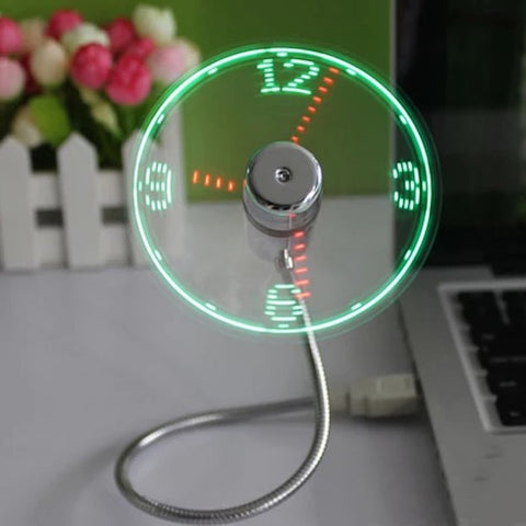 New USB Gadget Mini Flexible LED Light USB Fan Time Clock Desktop Clock Cool Gadget Time Display High Quality
