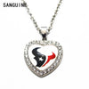 New Arrival Houston texans 1pcs/lot Heart Crystal Football Glass Pendant Necklace With 50cm Chains Necklace For Women Jewelry