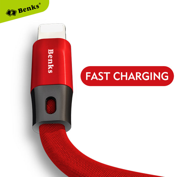 Benks Fast Charging Thick Cable For Apple iPhone X 8 7 6 plus 6s 5 5s 5c se iPad Air Mini Cables Mobile Phone Charger Data