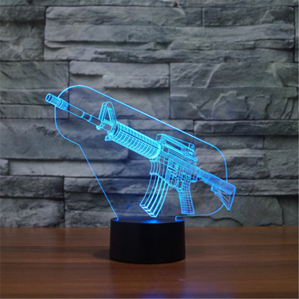Hot 3D Acrylic Colorful USB Nightlight Creative Children's AK47 Sniper Rifle LED Table Lamp
